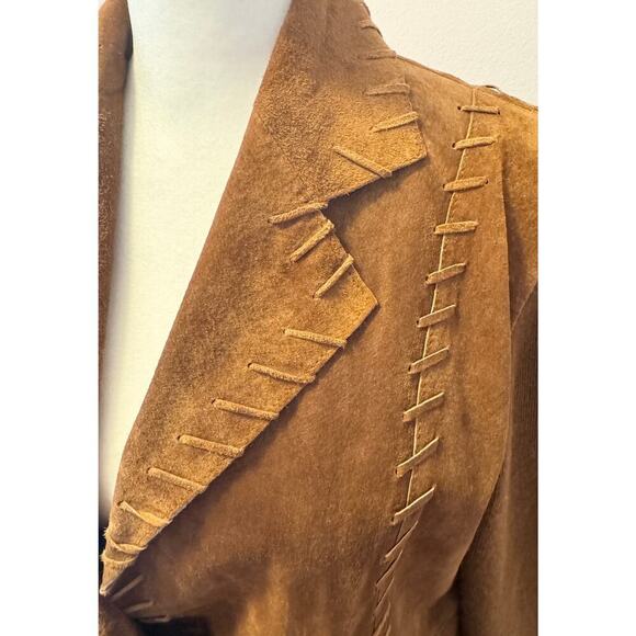 NWOT Ali Miles 100% Leather Suede Jacket Sweater Sleeves Size S - Picture 2 of 7